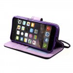 Wholesale iPhone 7 Plus Folio Flip Leather Wallet Case with Strap (Purple)